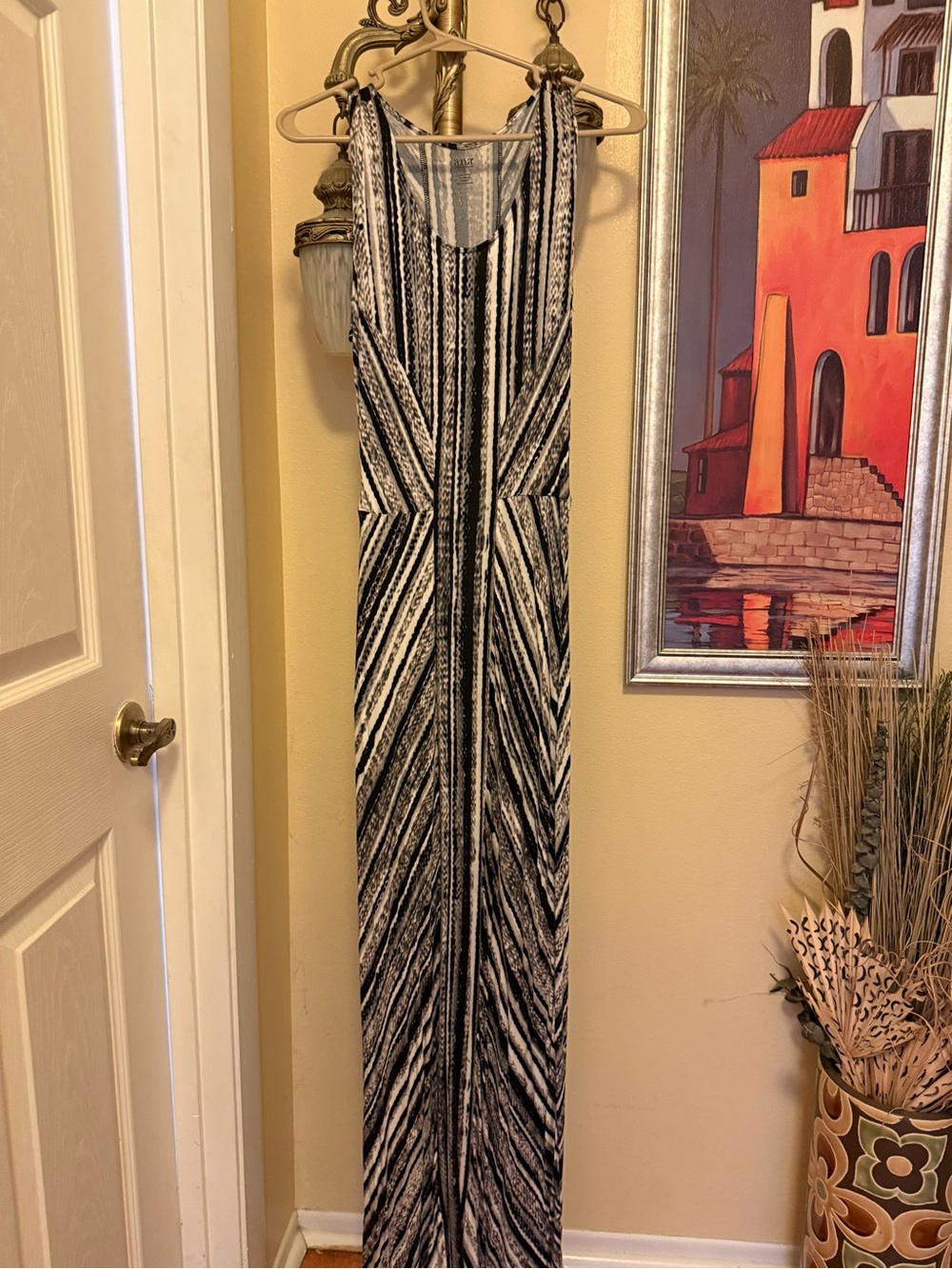 a.n.a Black & White Striped Maxi Tank Dress